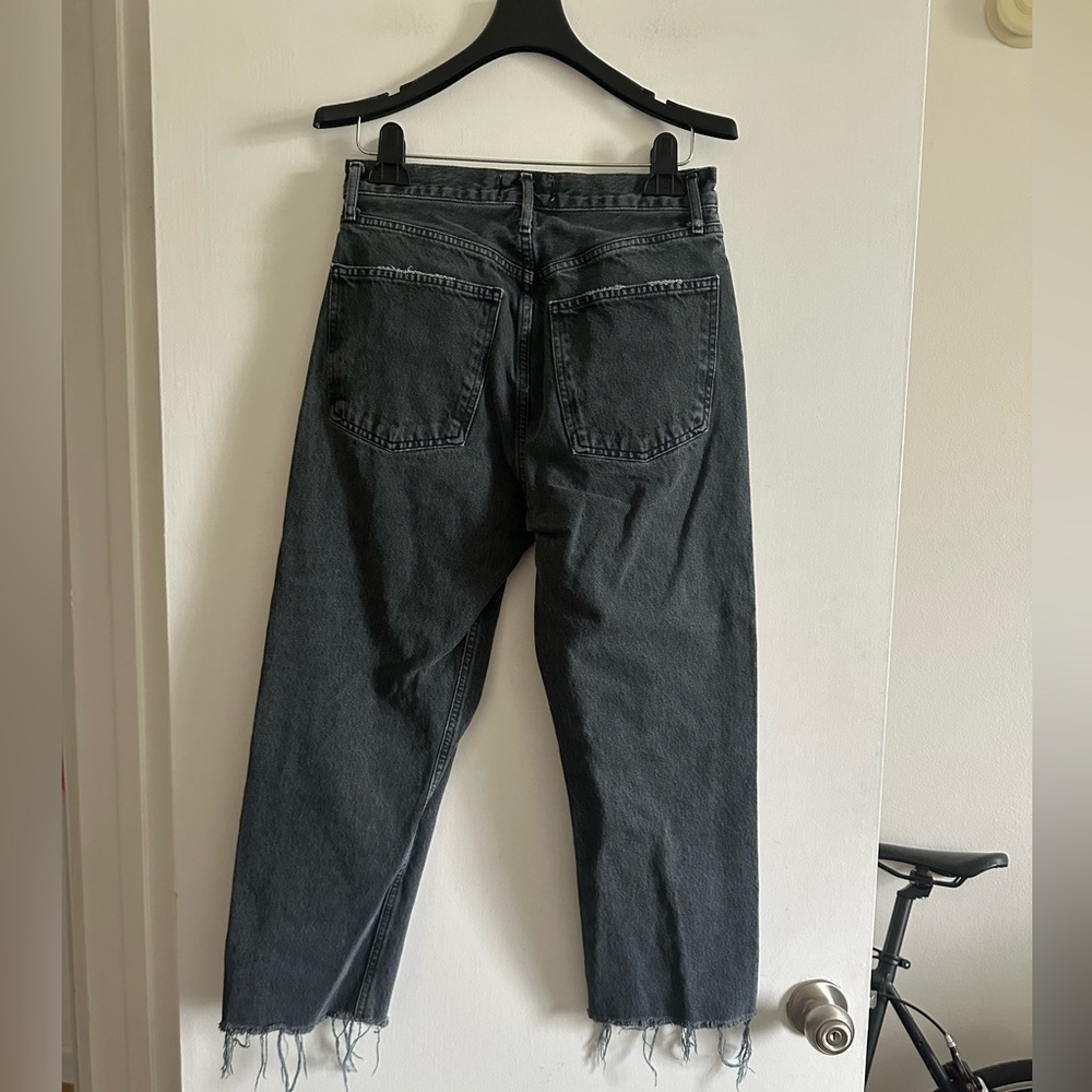AGOLDE Denim Washed Black Raw Hem Straight Leg 90’s Jeans size 26 EUC - Picture 3 of 7